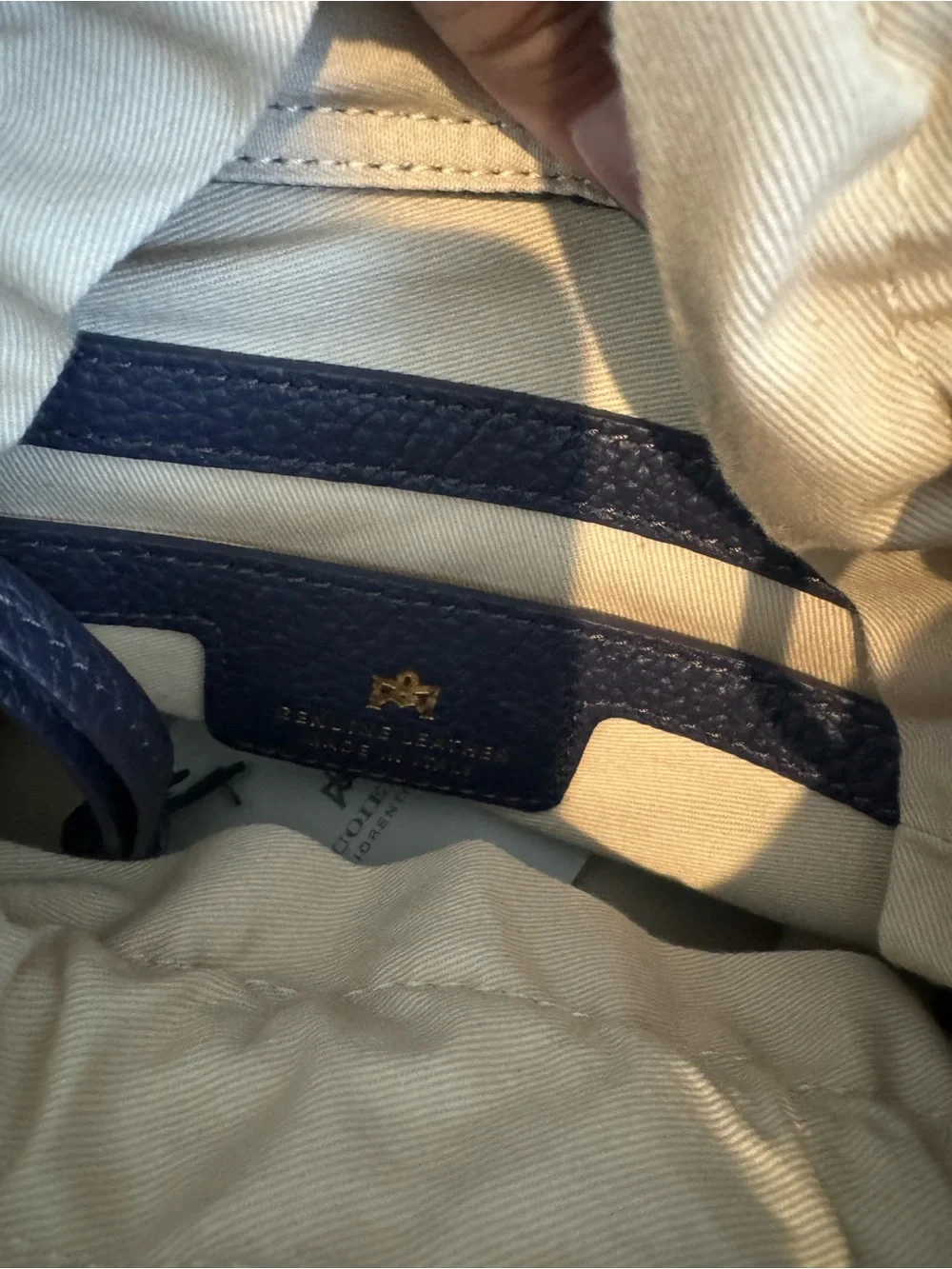 Cuoieria Fiorentina Navy & Natural Straw Crossbody Bucket Bag